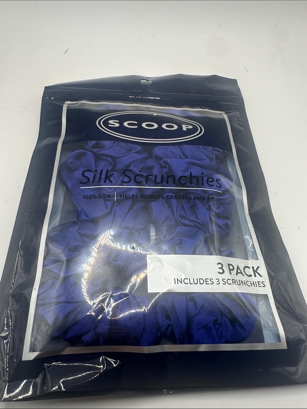 100% Silk Scrunchies 3-Pack - Royal Blue